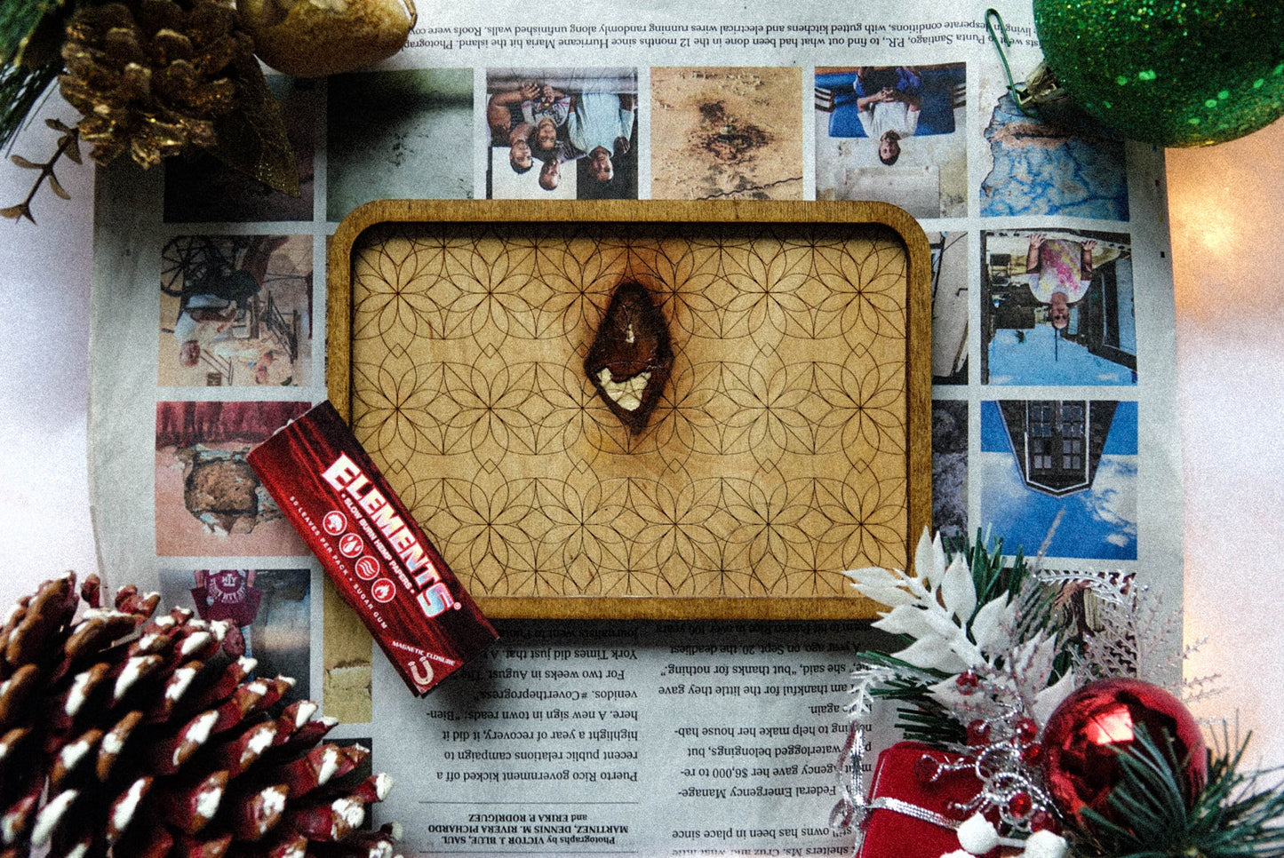 Recycled Maple Wood Flower of Life Mini Tray - 6x4 in