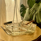 Crystal Glass Hexagon 70’s Ashtray or Candy Dish Set