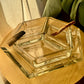 Crystal Glass Hexagon 70’s Ashtray or Candy Dish Set