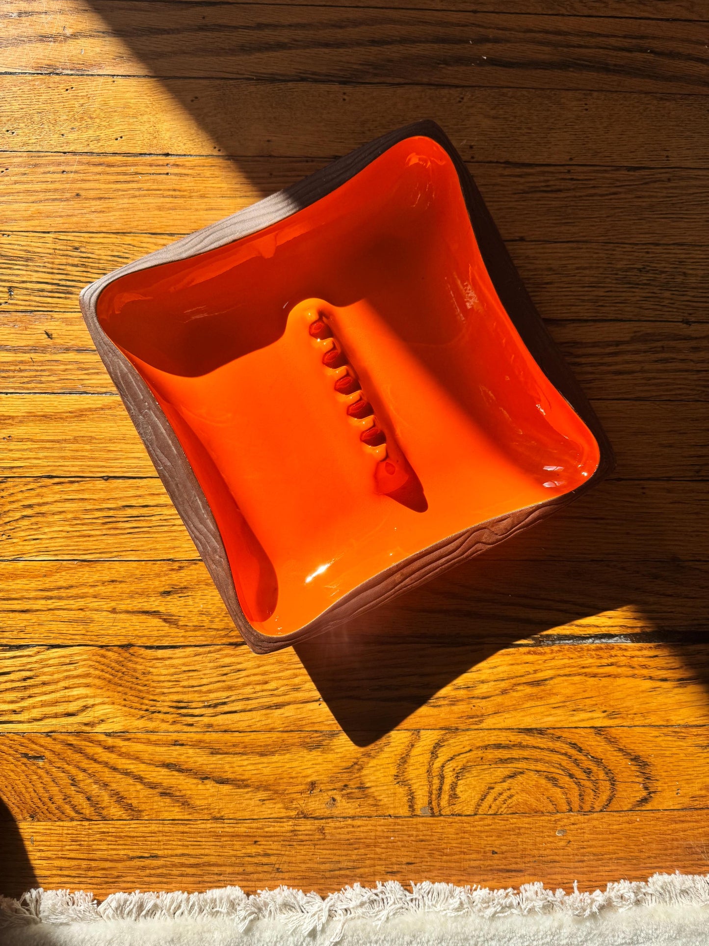 Orange Cube Ceramic Ashtray - 70s/80 era - Vintage