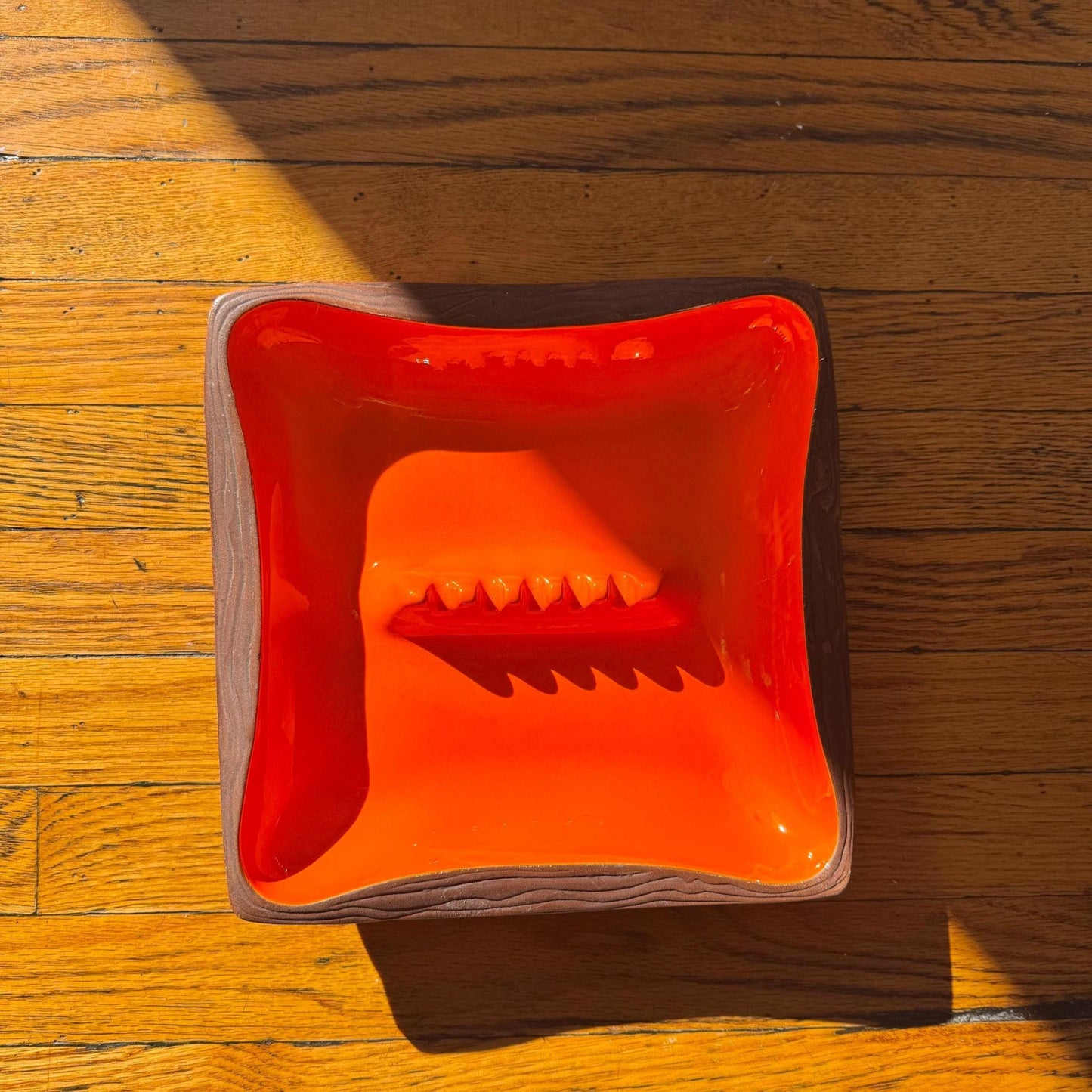 Orange Cube Ceramic Ashtray - 70s/80 era - Vintage